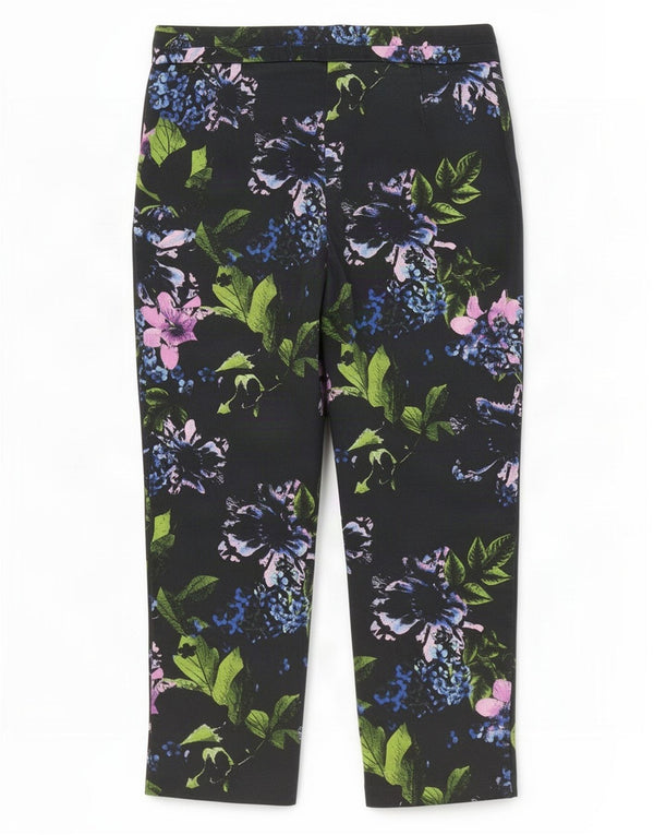 Pantaloni tăiați pentru femei Marks & Spencer UK 12 Medium W30 L22 Black Floral