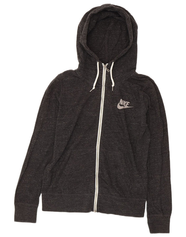 Pulover Nike pentru femei, cu fermoar, cu capota, UK 16, mare, gri bumbac cu pete