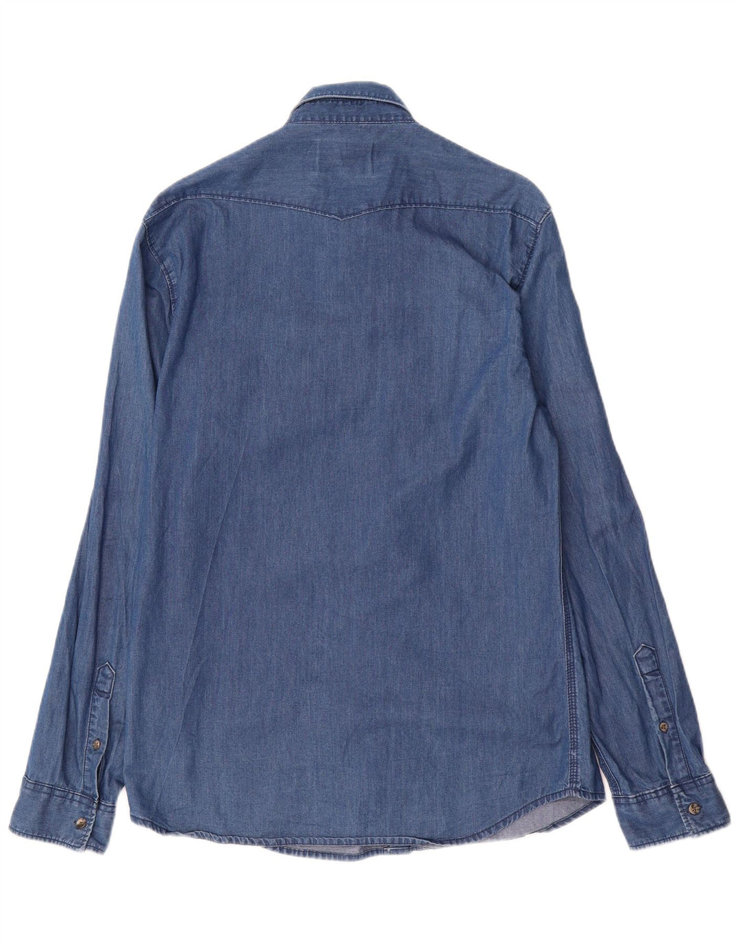 Cămașă Jack & Jones pentru bărbați din denim, bumbac albastru mediu