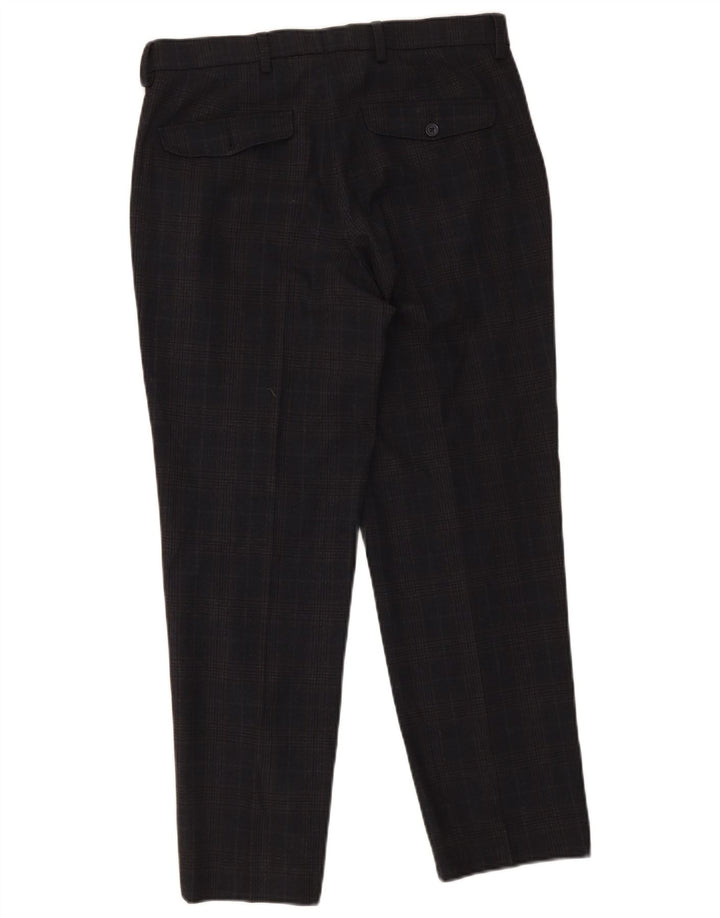 Pantaloni de costum pentru bărbați Marks & Spencer, cu tăiere obișnuită, L32 L29, albastru bleumarin, carouri