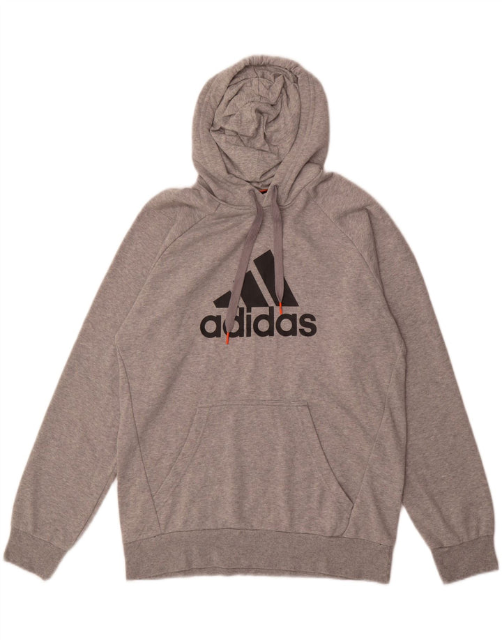 ADIDAS Mens Graphic Hoodie Jumper Medium Grey Cotton Vintage Adidas and Second-Hand Adidas from Messina Hembry 
