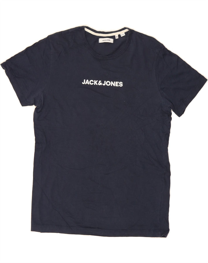 JACK & JONES Mens Graphic T-Shirt Top Medium Navy Blue Cotton Vintage Jack & Jones and Second-Hand Jack & Jones from Messina Hembry 