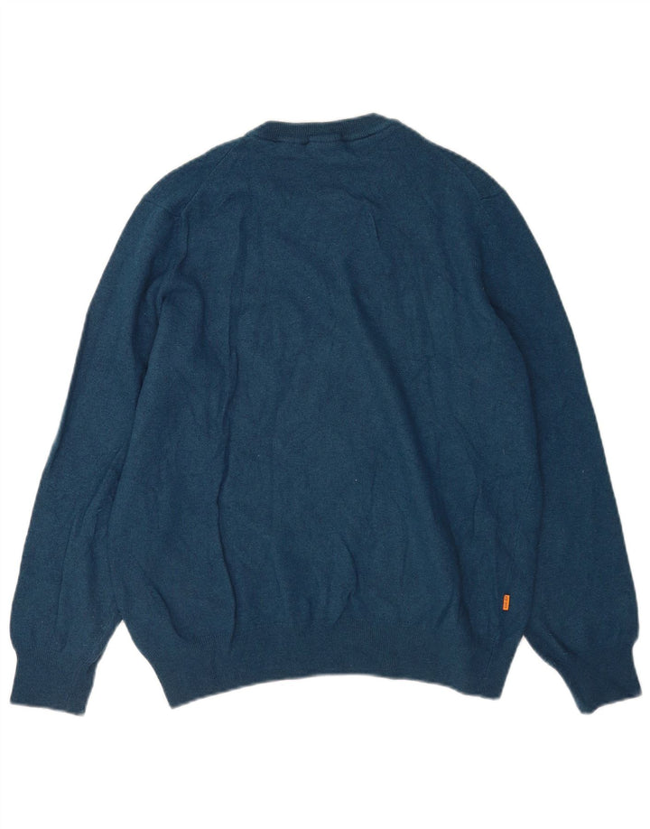Pulover Timberland pentru bărbați, cu gât crew, lână mare, albastră