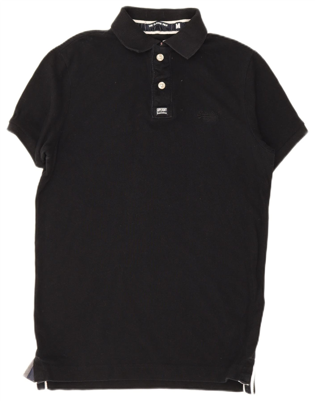 SUPERDRY tricou polo clasic pentru bărbați, bumbac mediu negru