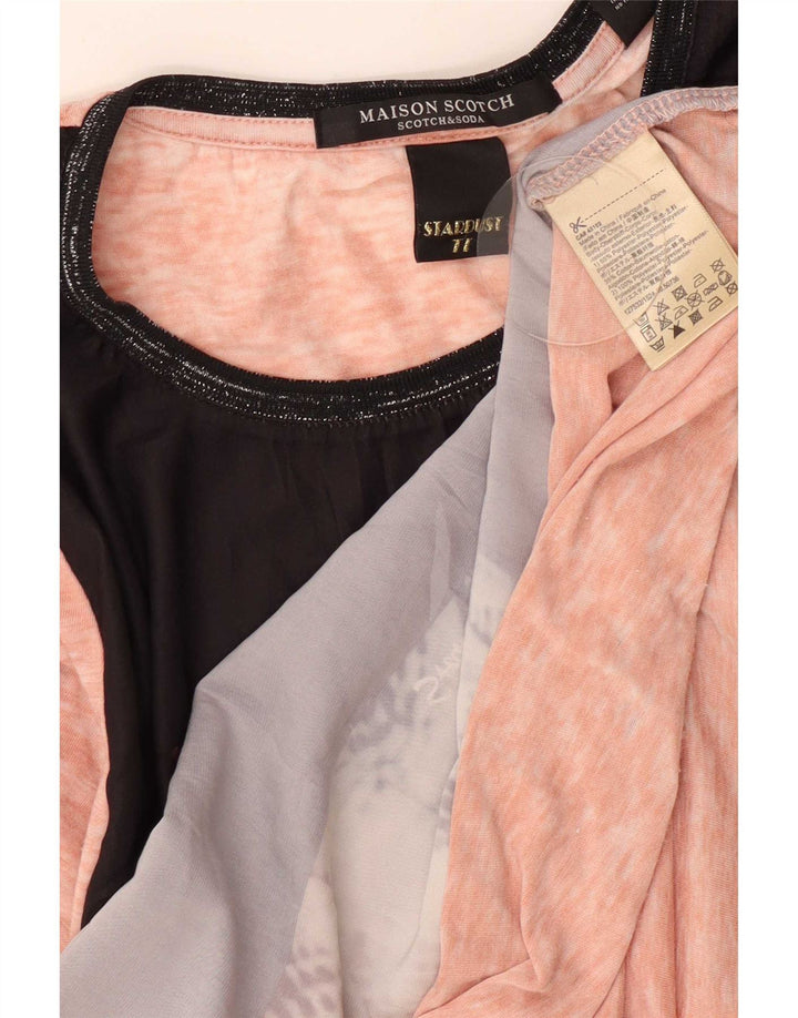 Top cu grafic pentru femei Scotch & Soda cu mâneci 3/4 Mărimea 1, negru, mic, bloc de culoare