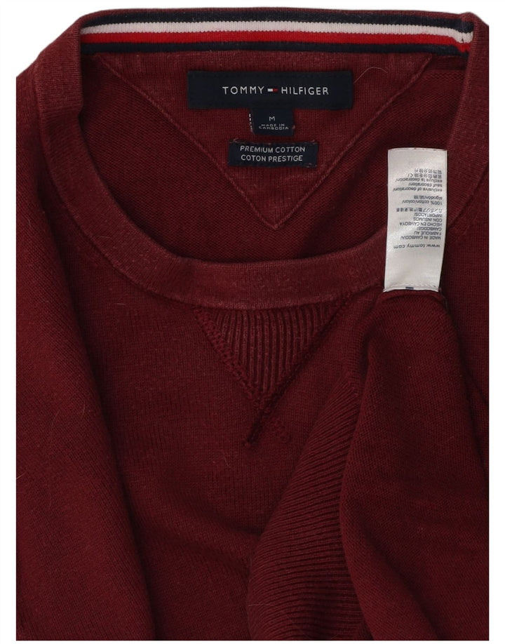 Pulover pentru bărbați TOMMY HILFIGER Pulover cu gât roșu din bumbac maro mediu