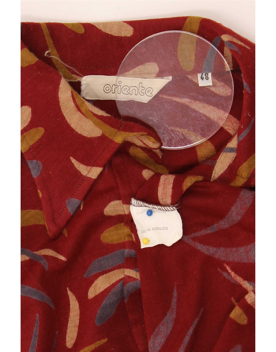 Cămașă vintage pentru femei cu model abstract IT 48 XL roșu acrilic