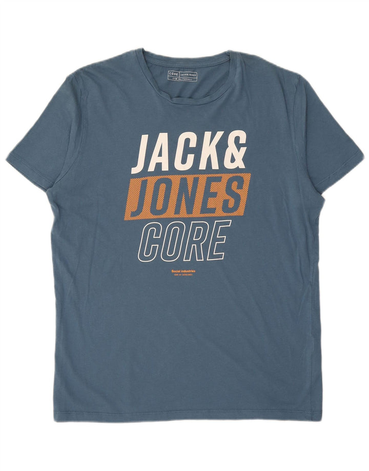 Tricou grafic pentru bărbați JACK & JONES Top XL Bumbac albastru