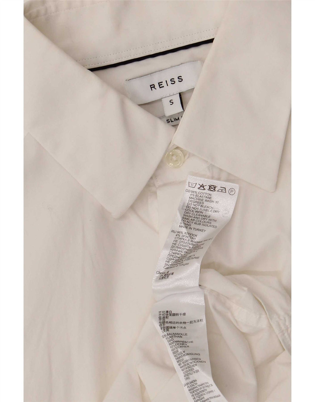 Cămașă Slim Fit Reiss pentru bărbați, bumbac alb mic