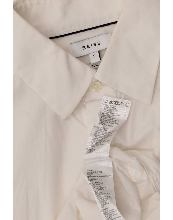 Cămașă Slim Fit Reiss pentru bărbați, bumbac alb mic