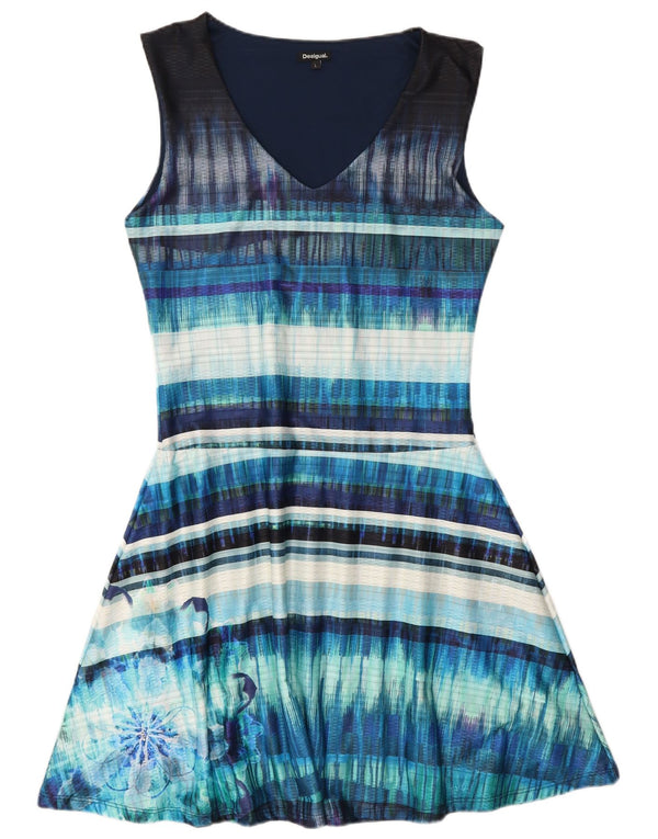 Rochie A-Line fără mâneci Desigual pentru femei UK 14 Poliester mare cu dungi albastre