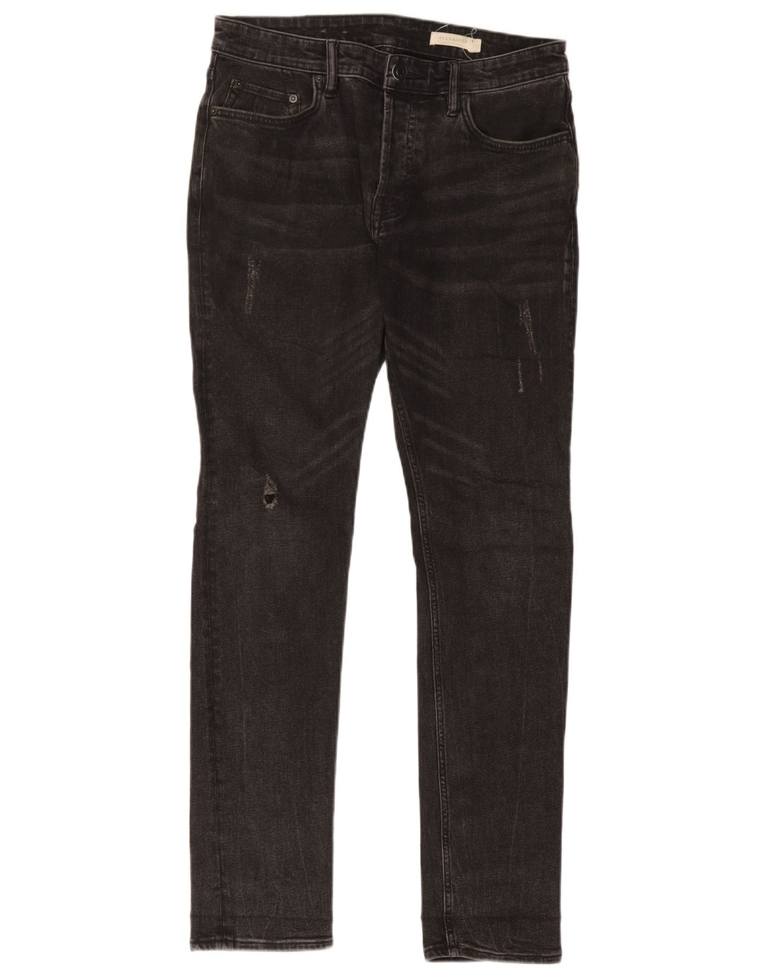 All Saints Blugi slim pentru bărbați, învechiți, L30 L32, bumbac negru