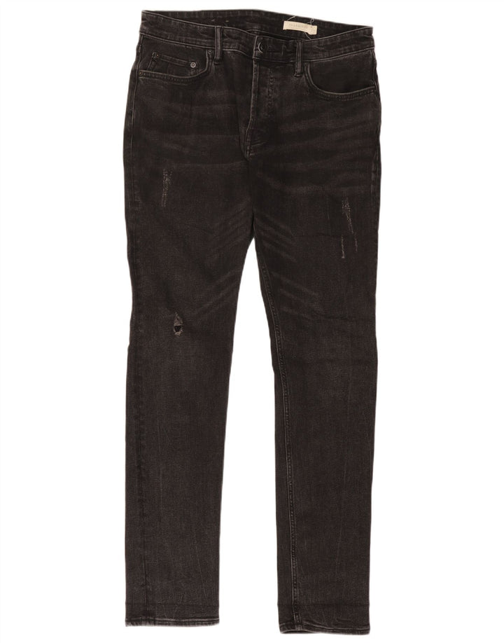 All Saints Blugi slim pentru bărbați, învechiți, L30 L32, bumbac negru