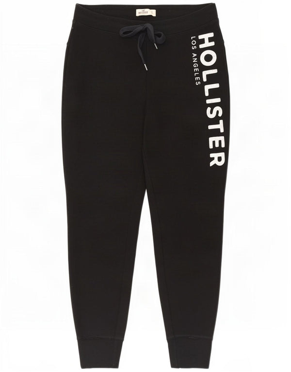 Pantaloni de trening Hollister Graphic pentru femei Joggeri mari, negru, bumbac