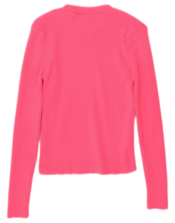 Crop Top pentru femei Zara cu mânecă lungă UK 8 Mic roz din poliamidă