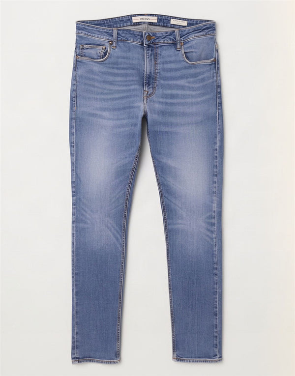 Guess Mens Chris Super Skinny Jeans W38 L32 Blue Cotton