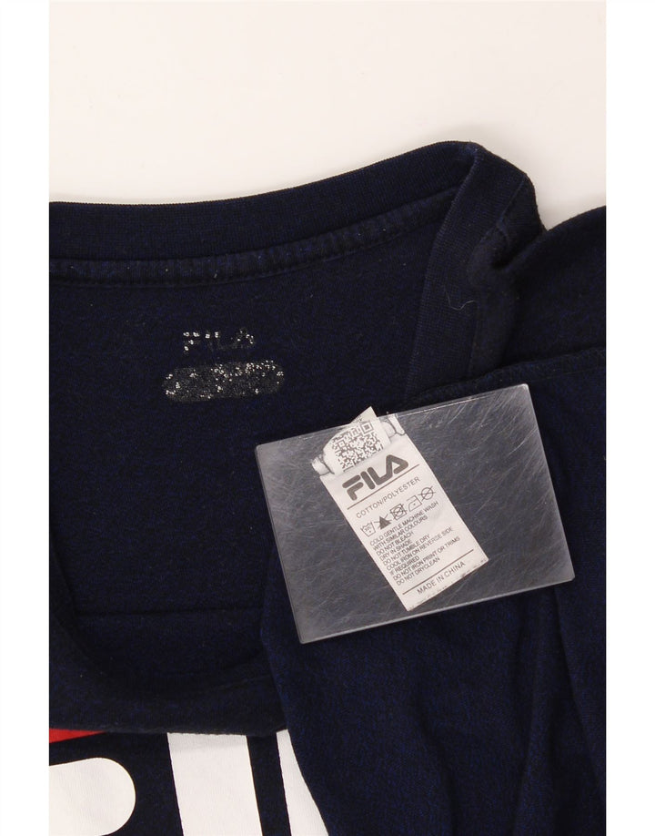 FILA Mens Graphic T-Shirt Top Medium Navy Blue Cotton Vintage Fila and Second-Hand Fila from Messina Hembry 