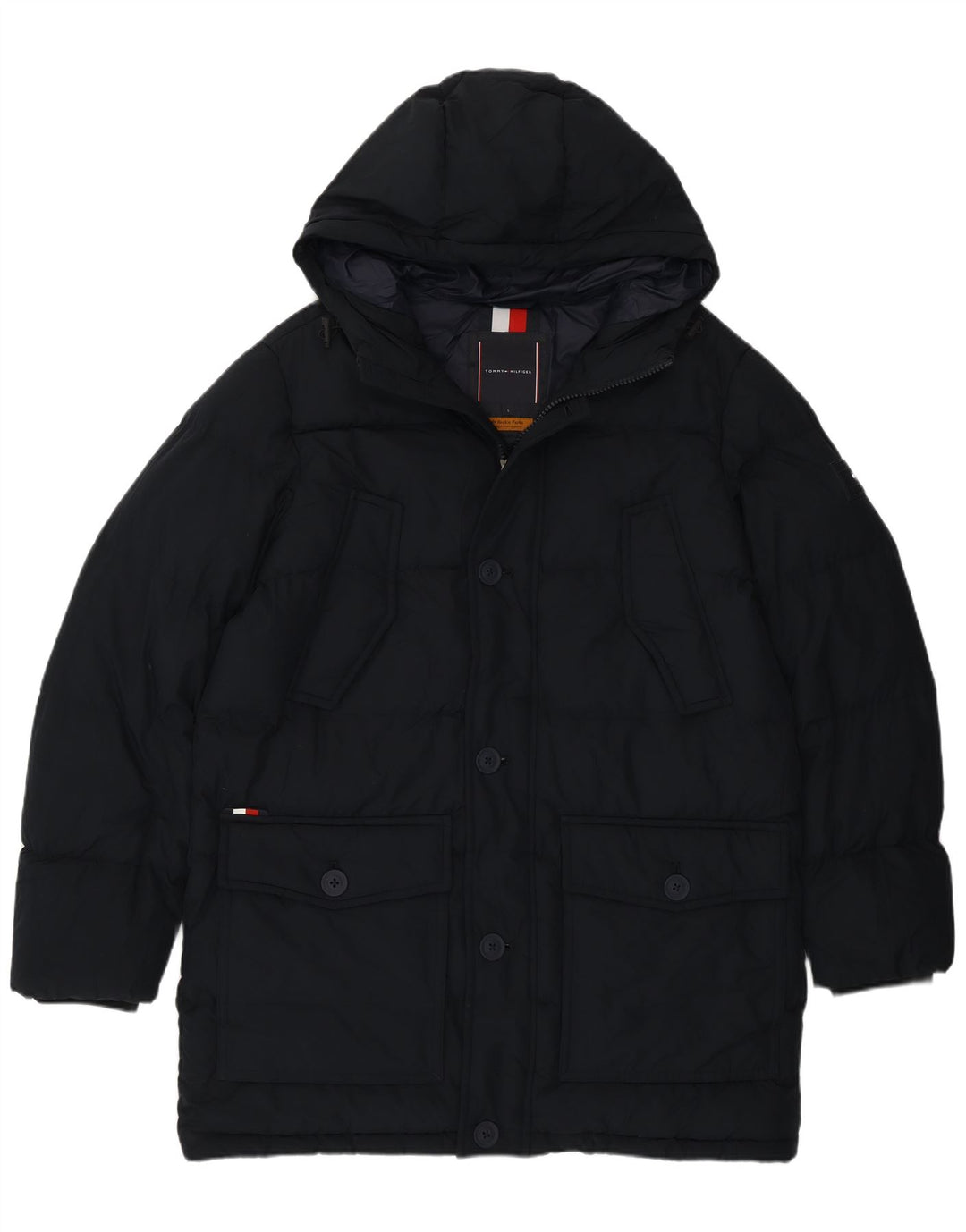 Jachetă căptușită cu glugă pentru bărbați Tommy Hilfiger UK 40 Poliester mare bleumarin