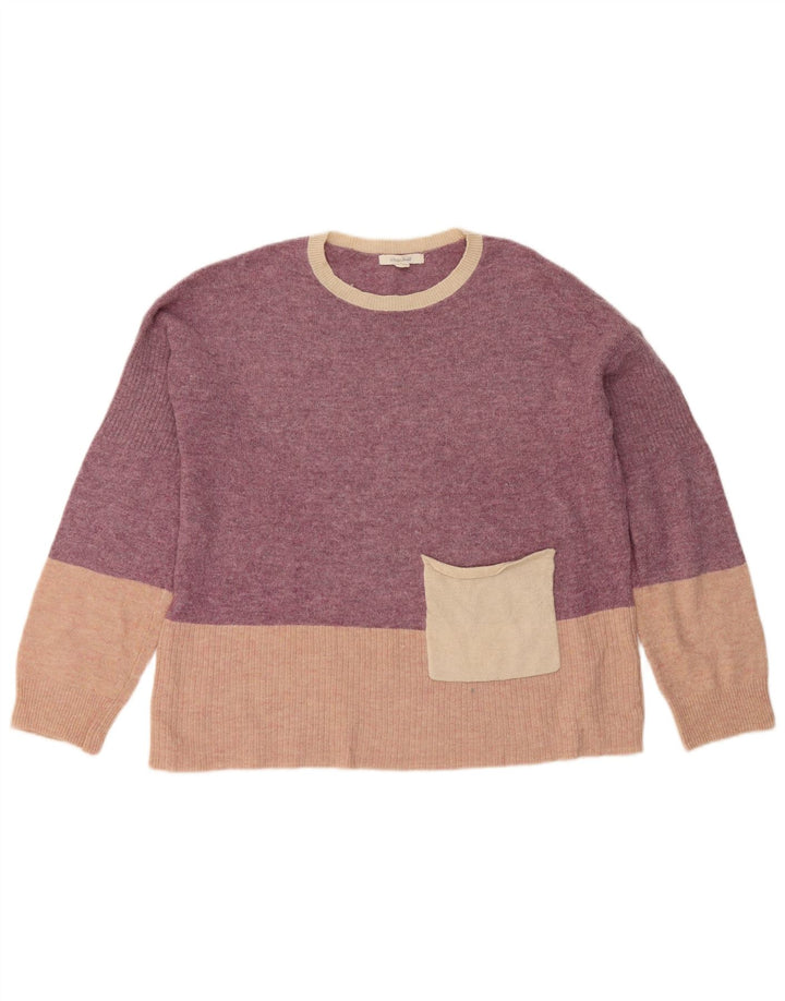 White Stuff Pulover cu decolteu rotund pentru femei UK 12 Medium Purpuri Colorblock