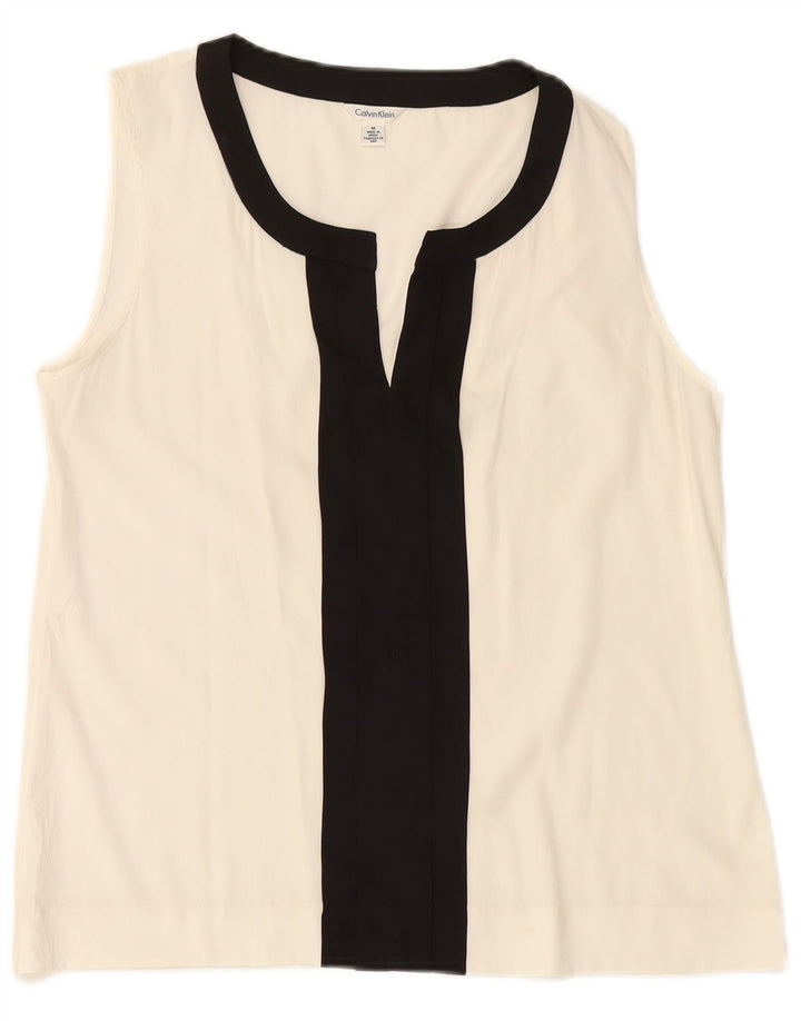 Bluză fără mâneci pentru femei CALVIN KLEIN UK 14 Medium White Colorblock