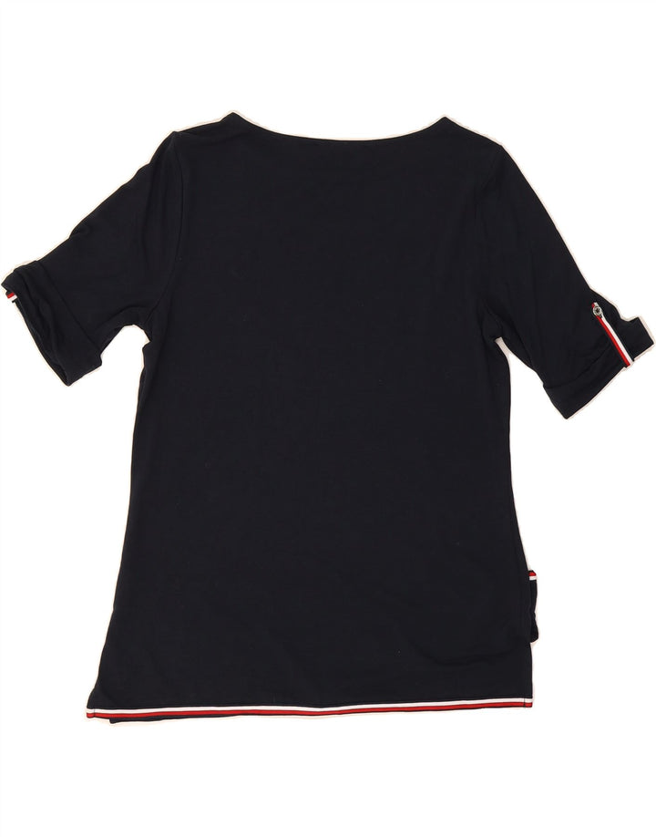 TOMMY HILFIGER Womens T-Shirt Top UK 12 Medium Navy Blue Polyester Vintage Tommy Hilfiger and Second-Hand Tommy Hilfiger from Messina Hembry 