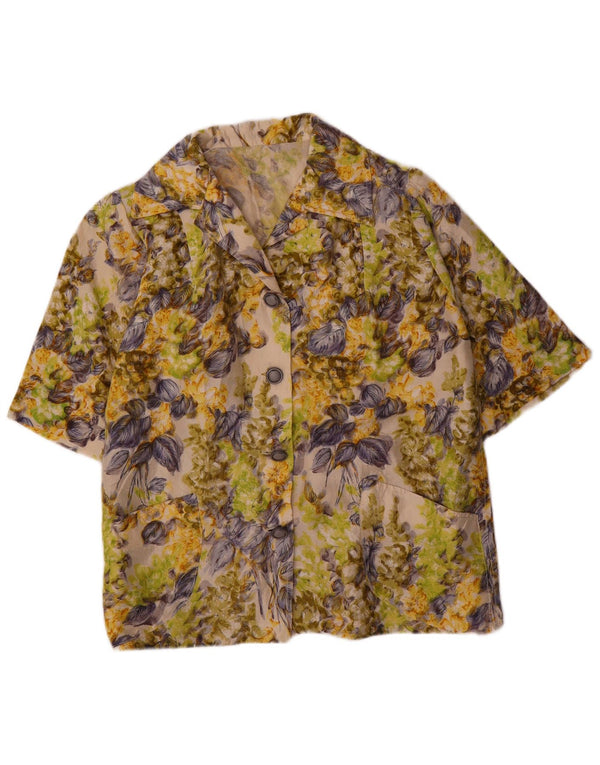 Jachetă pentru femei VINTAGE cu 4 nasturi, UK 16, mare, multicoloră, florală