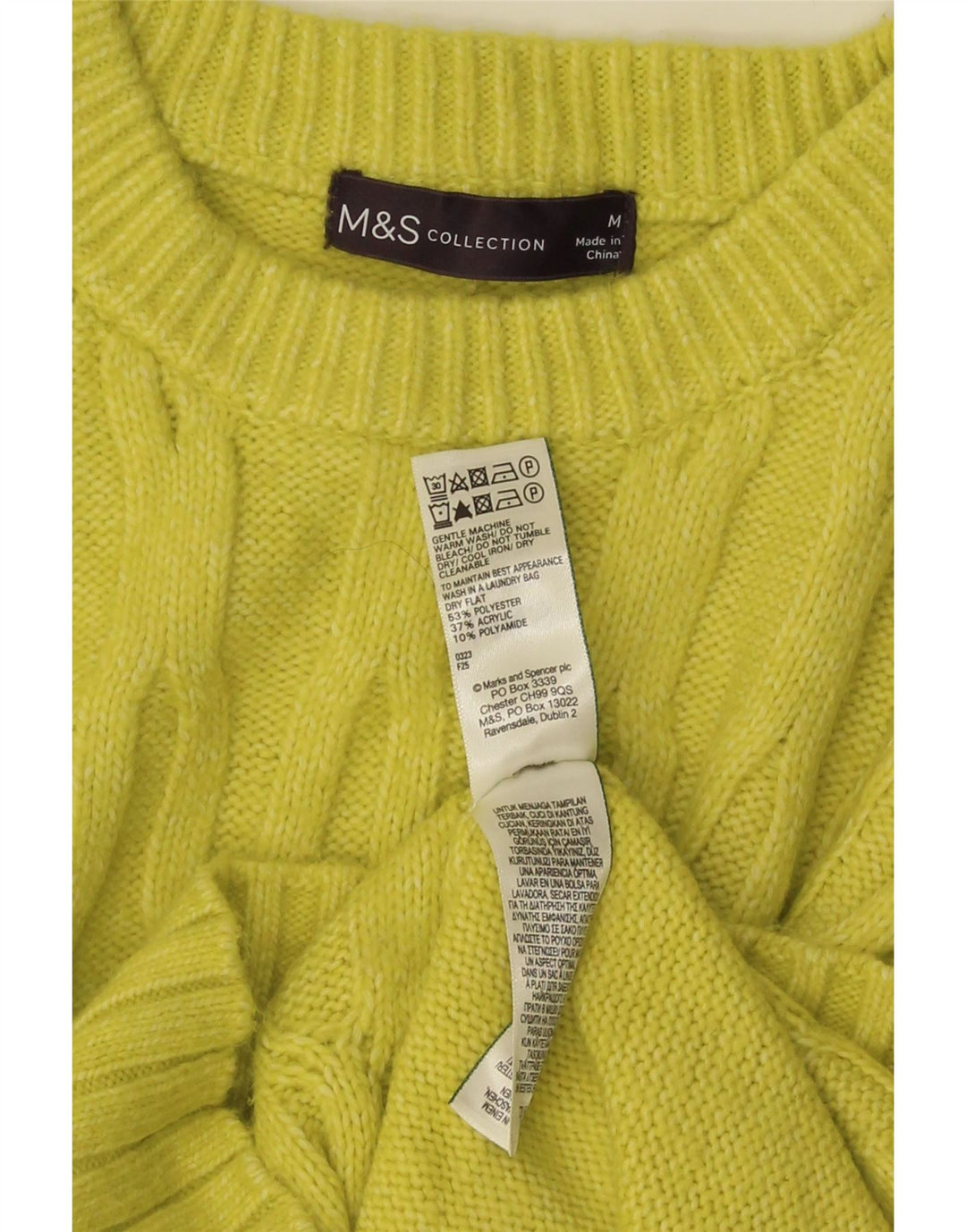 Pulover pentru femei Marks & Spencer cu decolteu triplu UK 14 Galben mediu