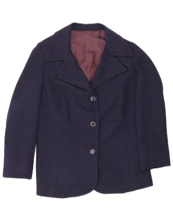 Jachetă Blazer Vintage pentru femei cu 3 nasturi UK 14 Medium Bleumarin