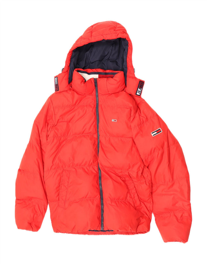 Jachetă căptușită cu glugă pentru bărbați Tommy Hilfiger UK 40 Poliester roșu mare