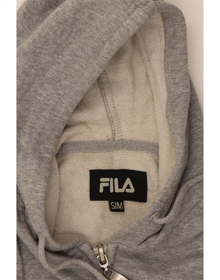 FILA Womens Oversized Graphic Zip Hoodie Sweater UK 10 Small Grey Vintage Fila and Second-Hand Fila from Messina Hembry 