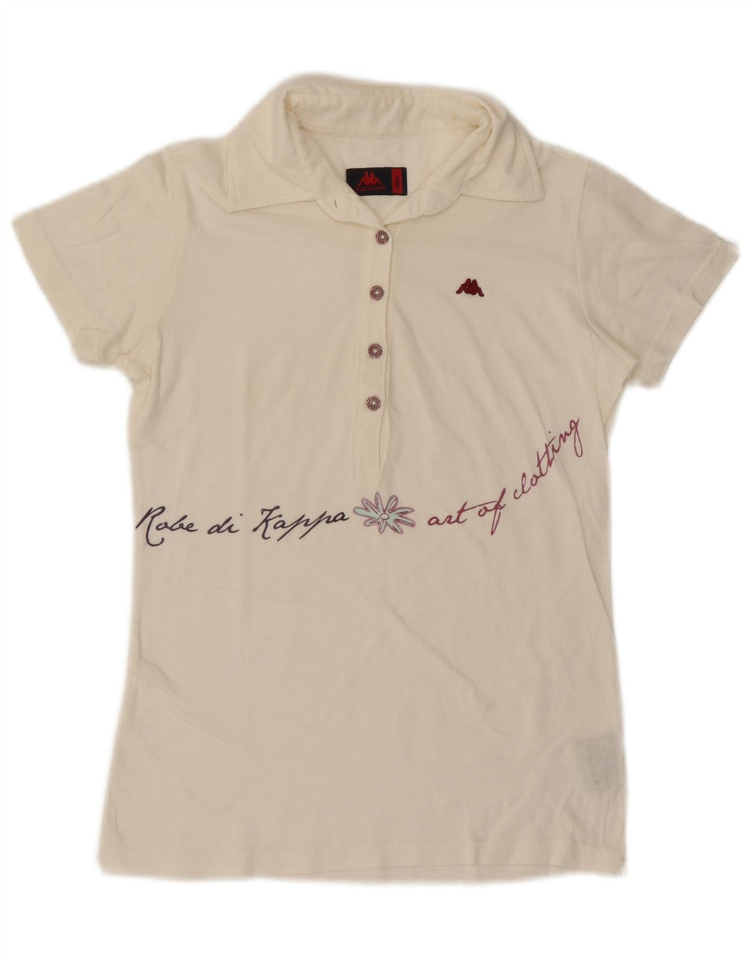 Tricou polo KAPPA pentru femei UK 10, bumbac alb mic