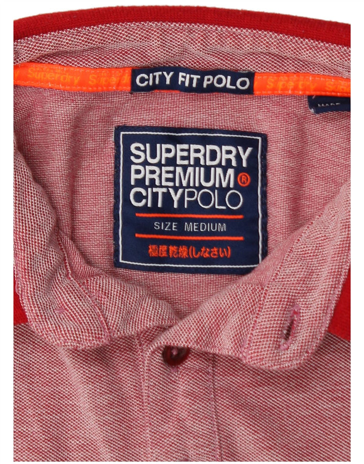 Tricou polo pentru bărbați SUPERDRY City Fit, bumbac cu pete roșu mediu