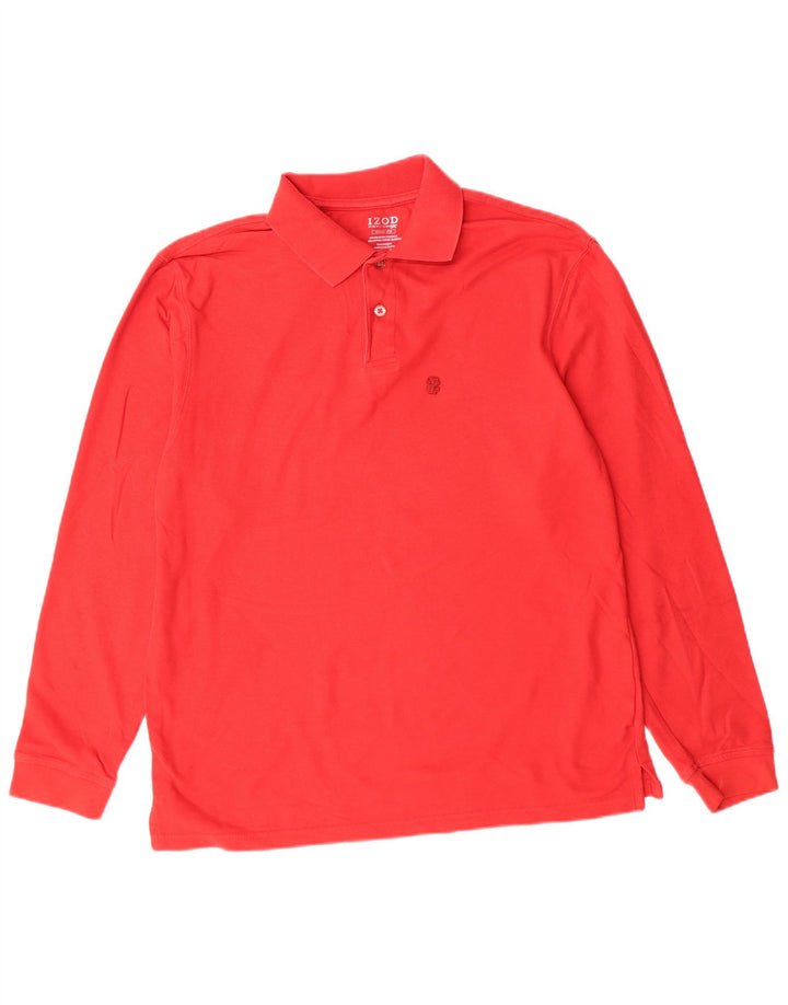 Tricou polo cu mânecă lungă pentru bărbați Izod Poliester roșu mediu