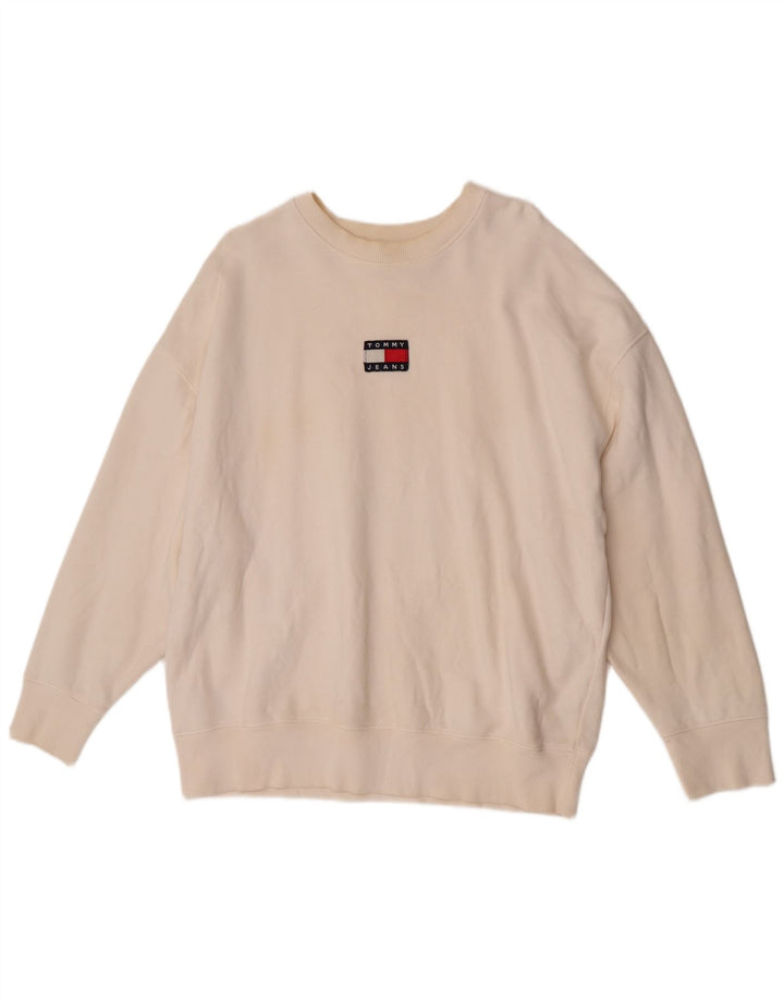 Hanorac pentru bărbați Tommy Hilfiger Pulover mare din bumbac alb