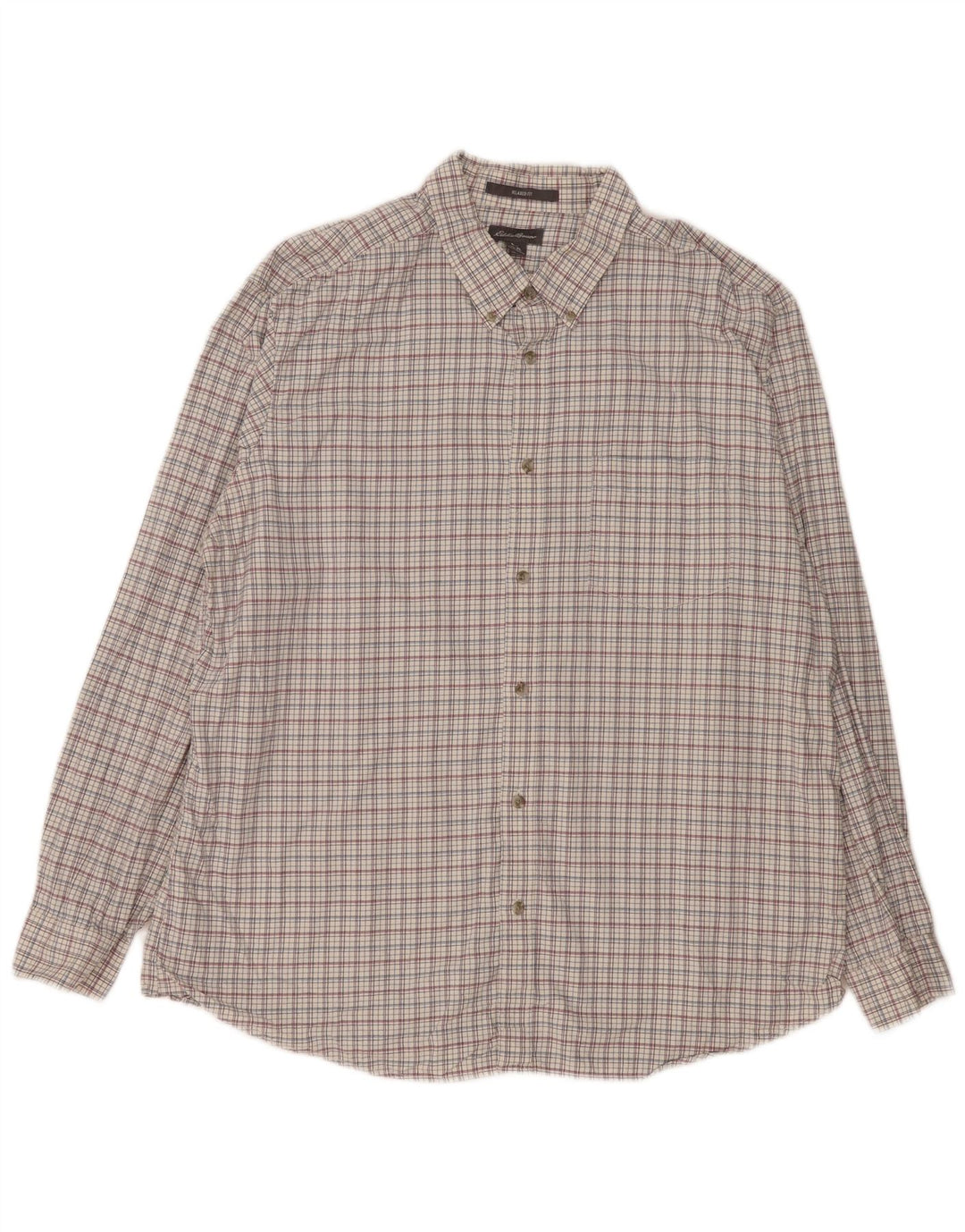 Cămașă pentru bărbați Eddie Bauer, cu formă relaxată, XL, bumbac cu carouri albe