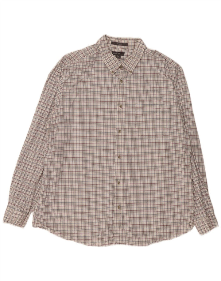 Cămașă pentru bărbați Eddie Bauer, cu formă relaxată, XL, bumbac cu carouri albe