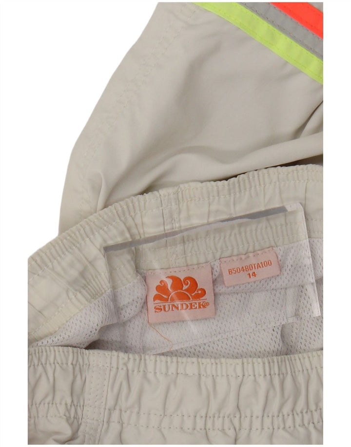 SUNDEK Pantaloni scurți de înot grafic pentru băieți 13-14 ani, alb, color block