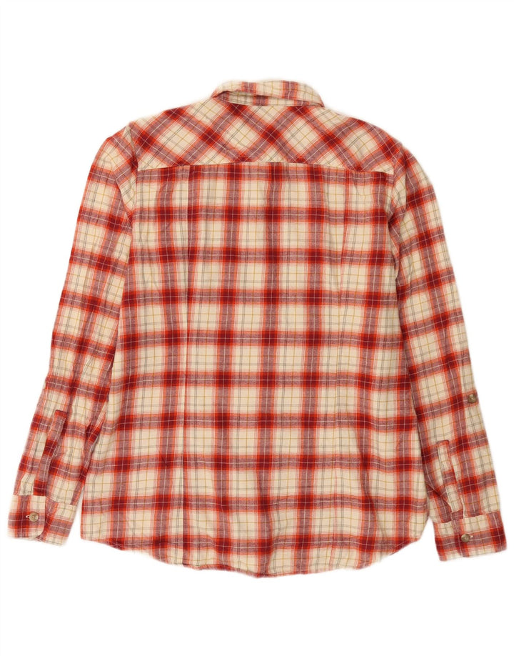 Cămașă de flanel pentru femei Eddie Bauer UK 14, bumbac cu carouri roșii medii