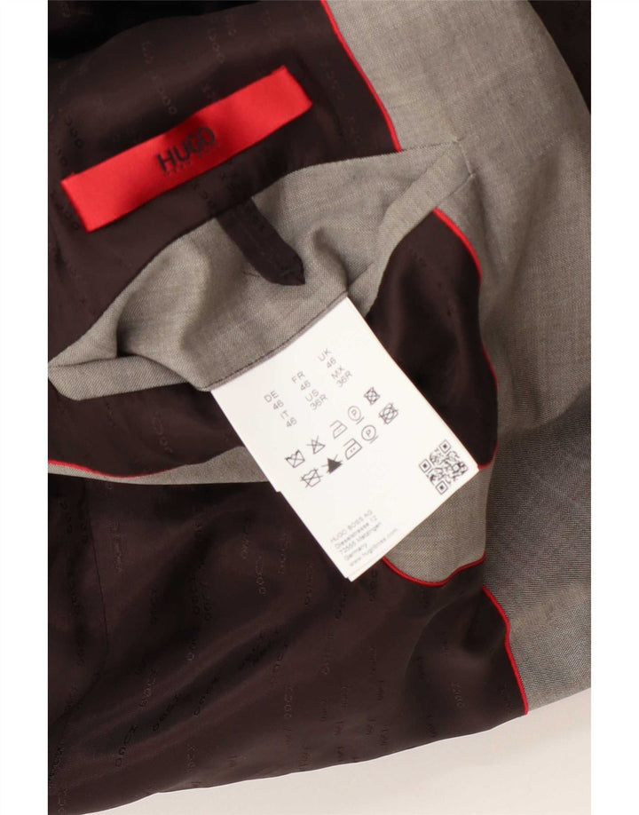 Blazer pentru bărbați Hugo Boss cu 2 nasturi EU 46 Lână mică, gri