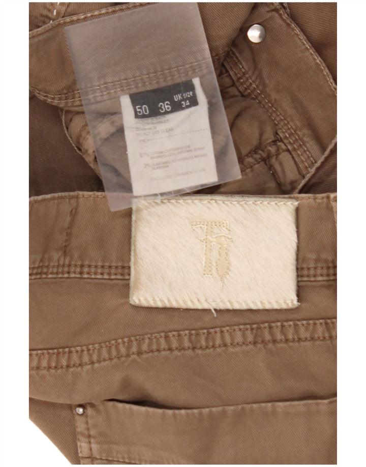 TRUSSARDI Pantaloni drepți casual pentru bărbați W34 L32 bumbac maro