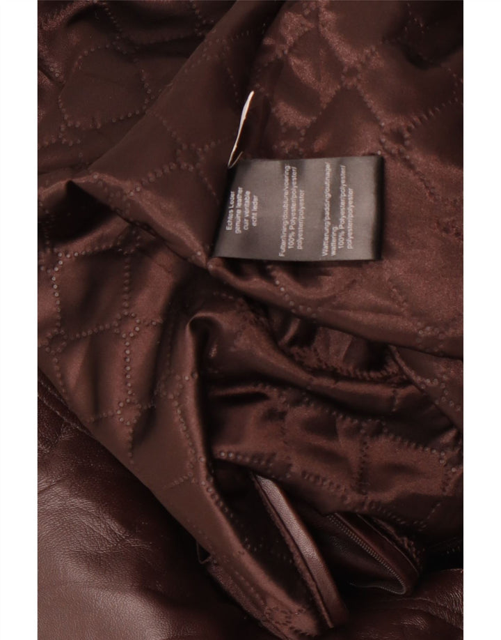 Palton din piele vintage pentru femei UK 20 2XL din piele maro