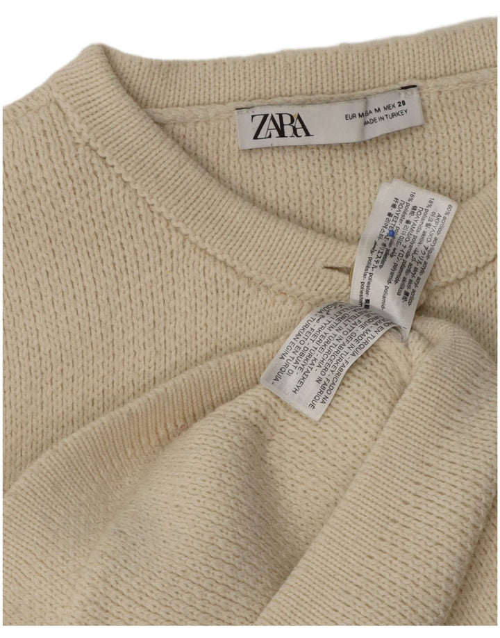 Pulover cardigan pentru femei Zara UK 14 Medium Off White