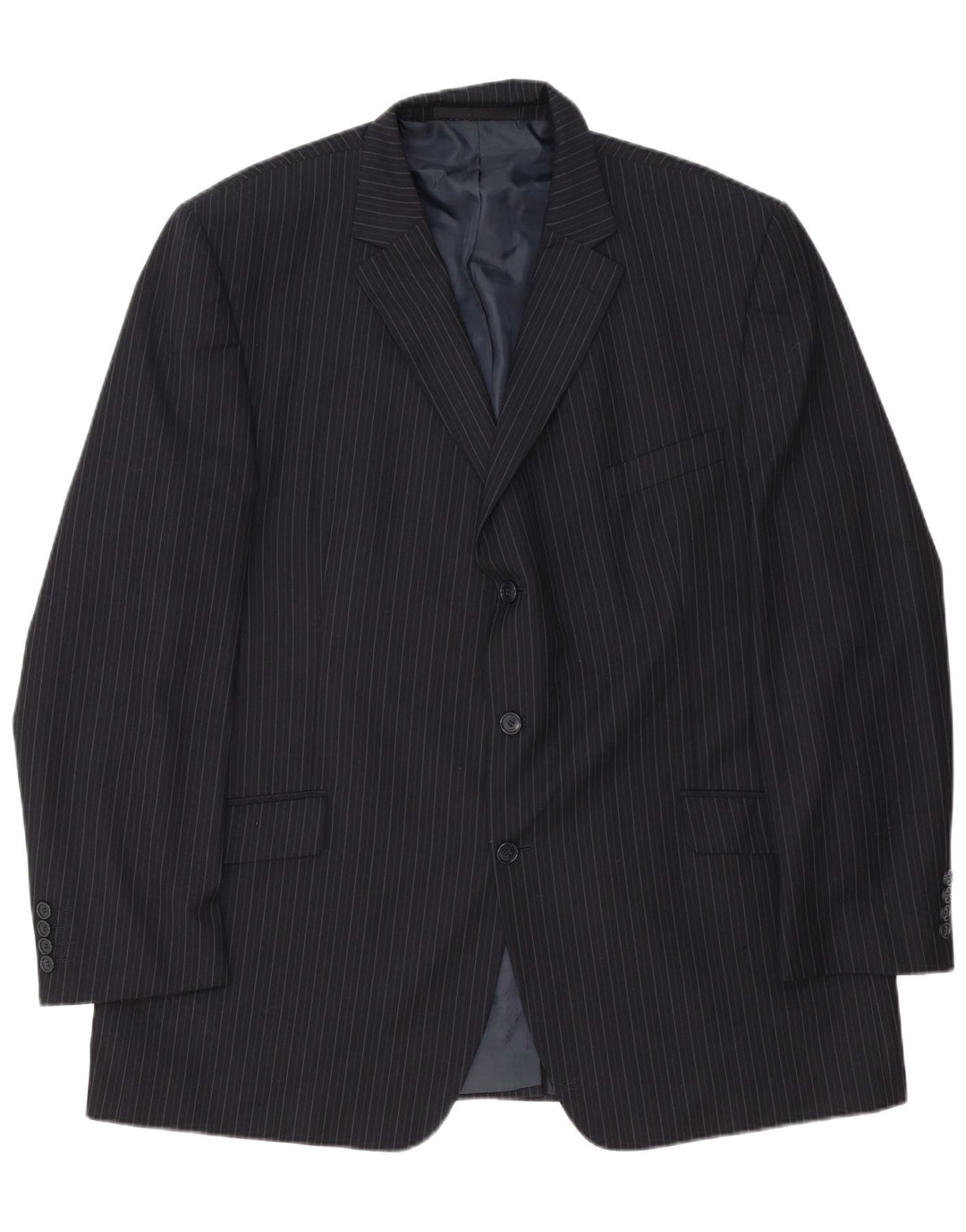 Jachetă pentru bărbați Marks & Spencer, cu 3 nasturi, Marea Britanie 48 2XL, bleumarin, cu dungi