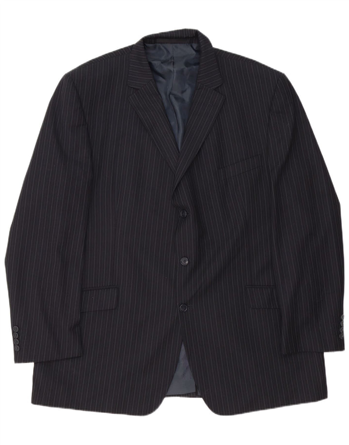 Jachetă pentru bărbați Marks & Spencer, cu 3 nasturi, Marea Britanie 48 2XL, bleumarin, cu dungi