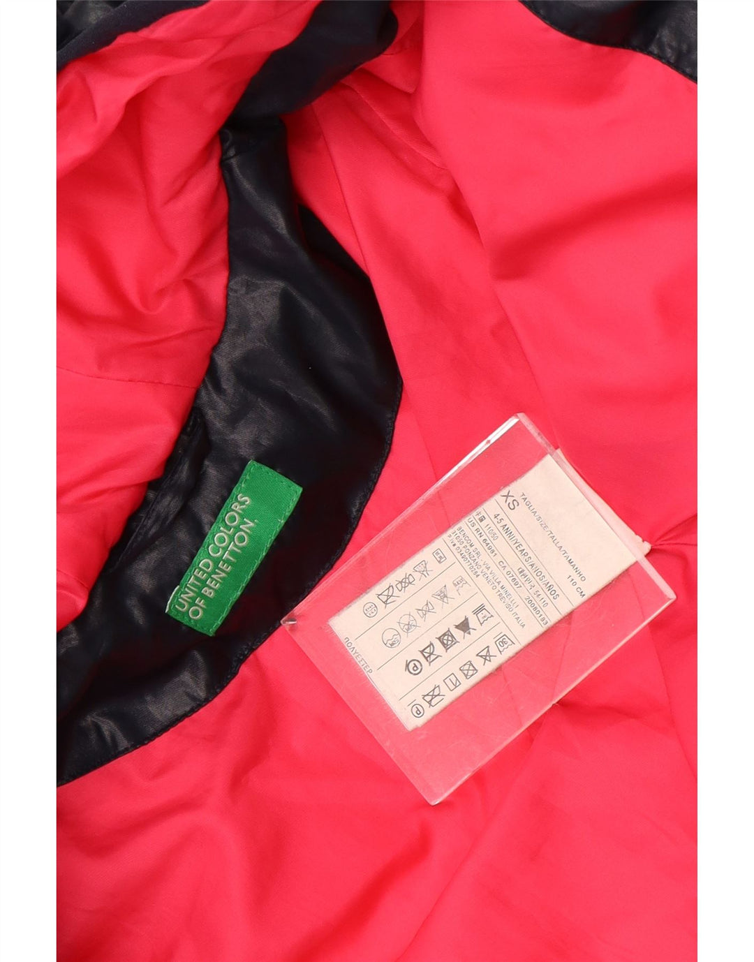 Jachetă căptușită cu glugă BENETTON pentru fete 4-5 ani XS poliester bleumarin