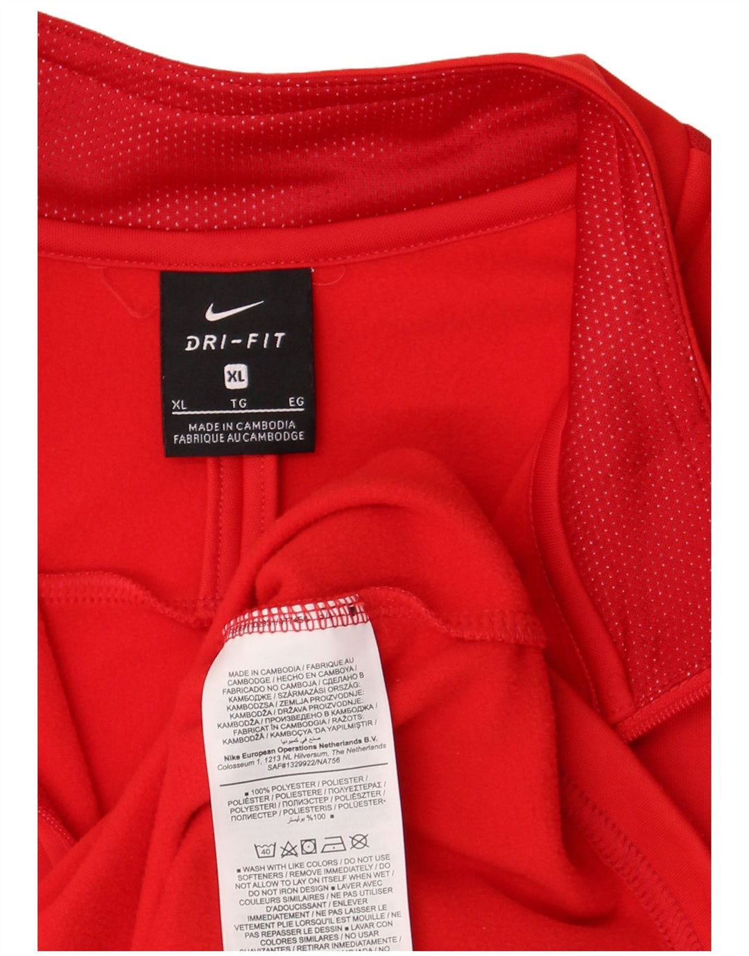 Top de trening pentru bărbați Dri Fit, cu fermoar și gât, poliester roșu XL