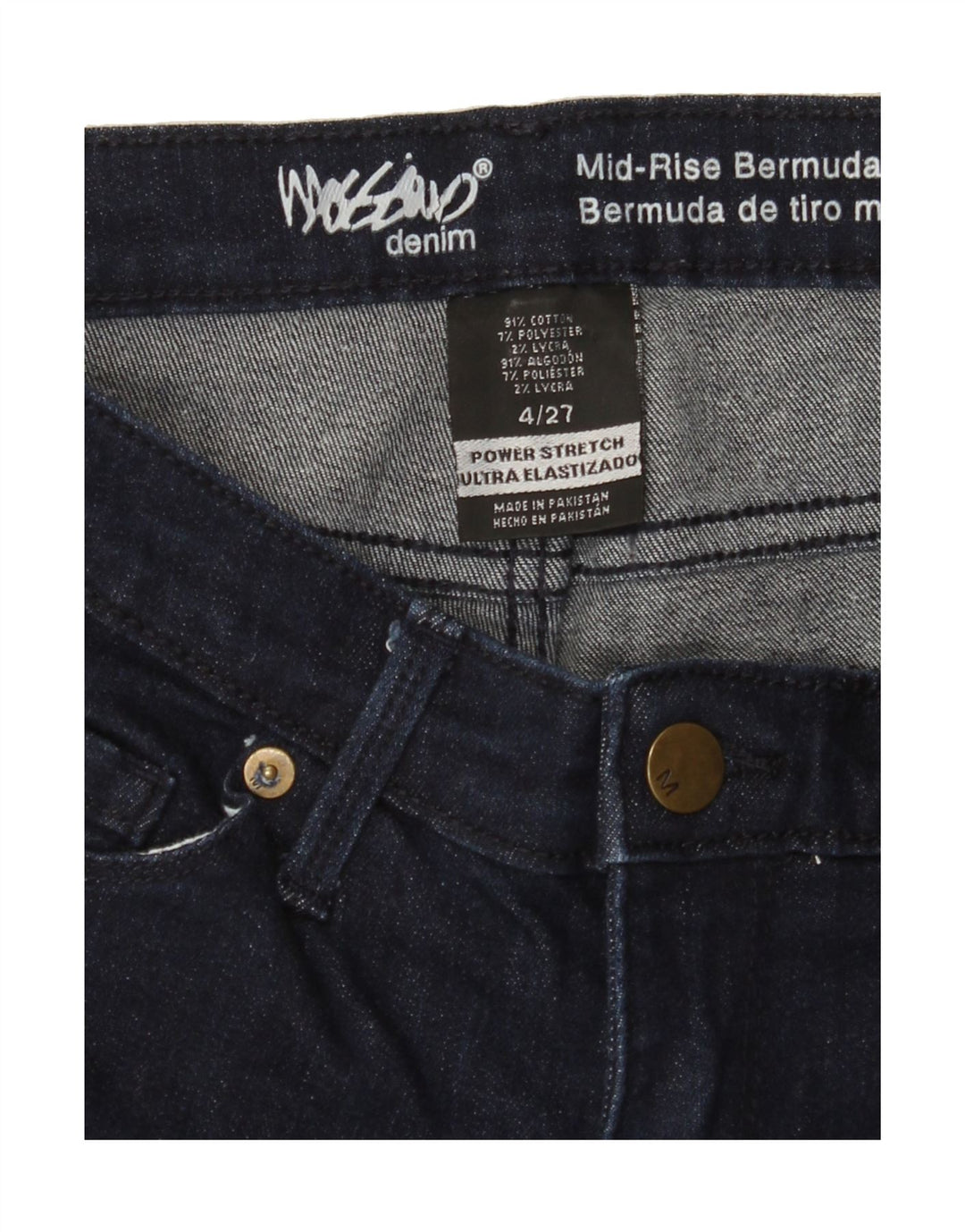 MOSSIMO Womens Denim Bermuda Shorts US 4 Small W27  Navy Blue Vintage Mossimo and Second-Hand Mossimo from Messina Hembry 