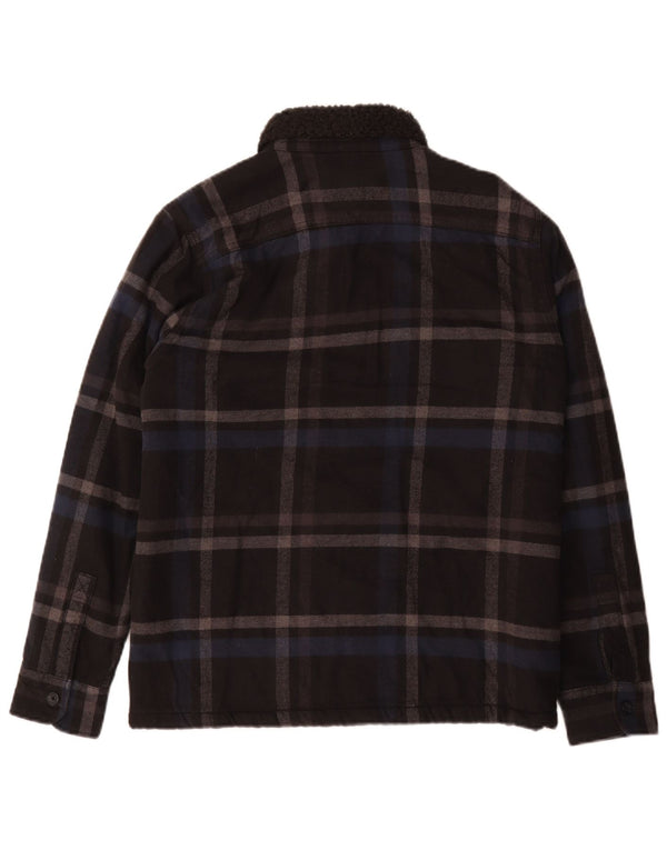 Hollister Mens Sherpa Jacket UK 36 Small Black Check Bumbac