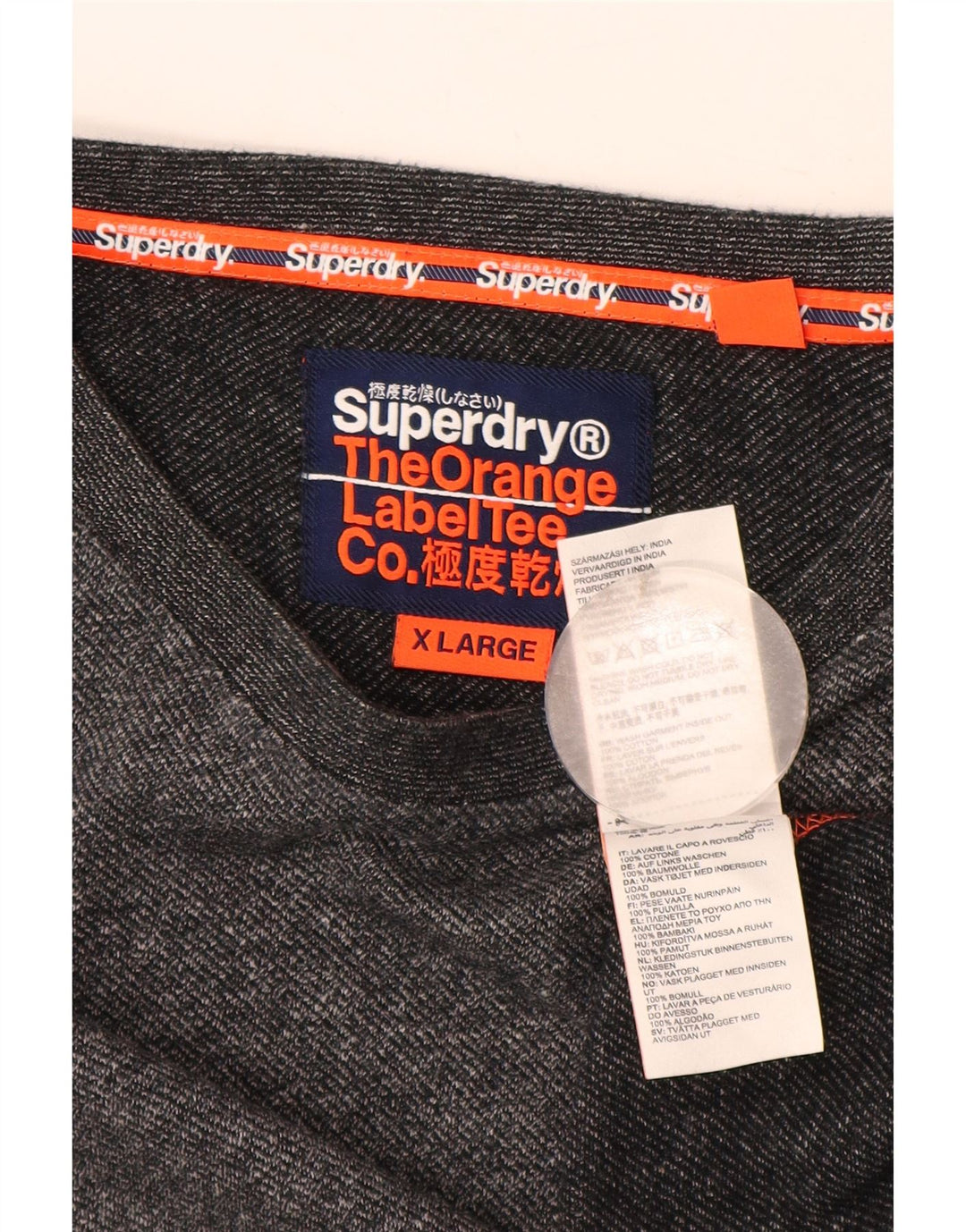 Top pentru bărbați Superdry cu mânecă lungă XL, gri bumbac cu pete