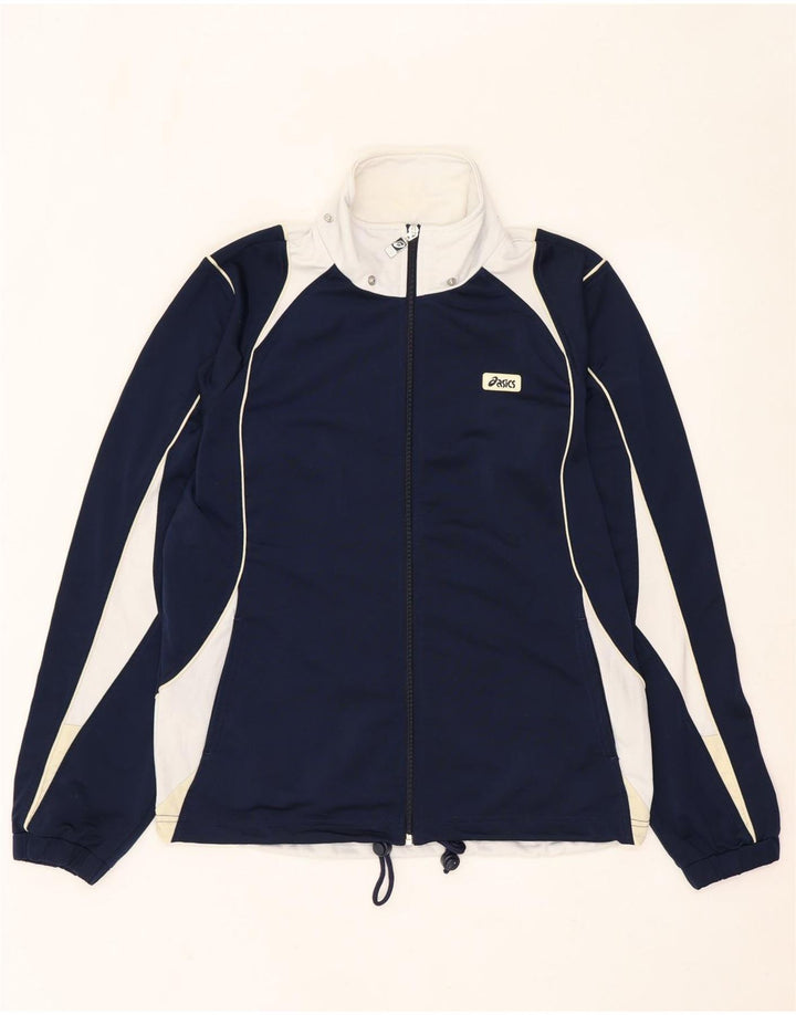 Jachetă de top pentru trening ASICS pentru bărbați, din poliester color block, albastru bleumarin